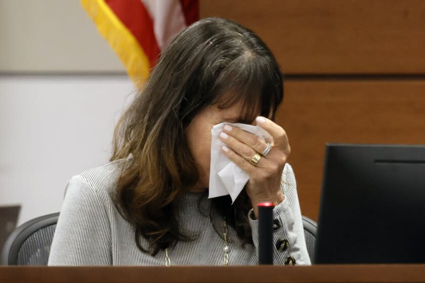 Former Marjory Stoneman Douglas High School teacher Ivy Schamis describes the carnage in her classroom during the rampage at the school. Two students in her class were killed, Nicholas Dworet, and Helena Ramsay. Marjory Stoneman Douglas High School shooter Nikolas Cruz is being tried in the penalty phase of his trial at the Broward County Courthouse in Fort Lauderdale on Wednesday, July 20, 2022. Cruz previously plead guilty to all 17 counts of premeditated murder and 17 counts of attempted murder in the 2018 shootings. (Mike Stocker/South Florida Sun Sentinel via AP, Pool)