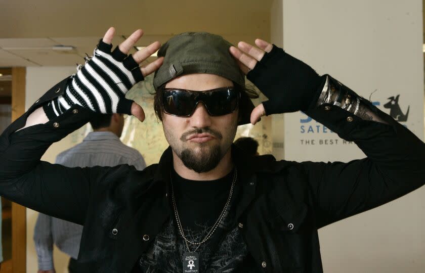 Bam Margera, of MTV's "Jackass," strikes a pose at the Sirius Satellite Radio studios in this Sept. 5, 2007 file photo.