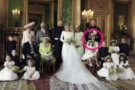 <p>1. Kate (and <a rel="nofollow noopener" href="https://www.goodhousekeeping.com/life/g20776408/prince-george-princess-charlotte-royal-wedding/" target="_blank" data-ylk="slk:Charlotte!;elm:context_link;itc:0;sec:content-canvas" class="link ">Charlotte!</a>) balanced out the photo by sitting opposite to the Queen and 2. She just gave birth a month ago. Makes sense to us!</p>