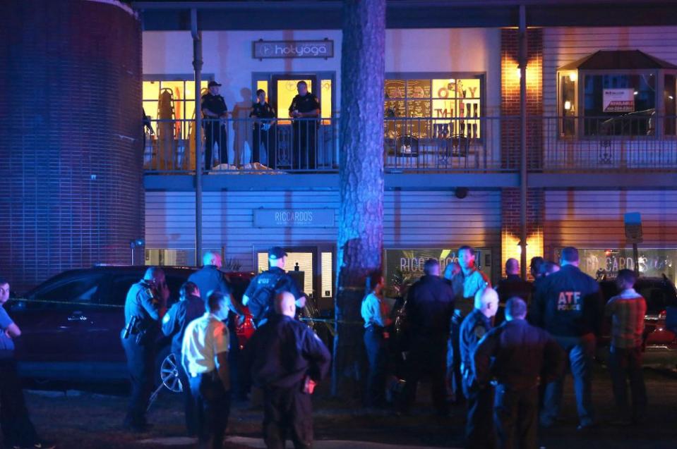 The scene outside Friday's mass shooting at a Tallahassee, Florida, yoga studio