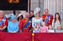 <p>The whole family gathered for Trooping the Colour, the Queen's birthday celebration. While it was Meghan Markle's first rodeo, Kate has been a regular on the Buckingham Palace balcony for years.</p>