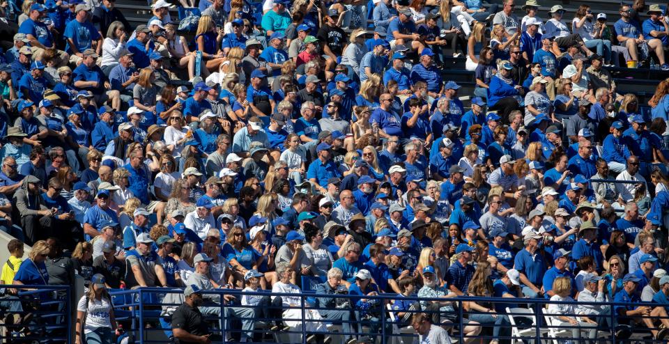 Memphis Tigers fans sit in the stadium during a game against the Temple Owls on Saturday, Oct. 1, 2022, at Simmons Bank Liberty Stadium. The Tigers defeated the Owls 24-3.