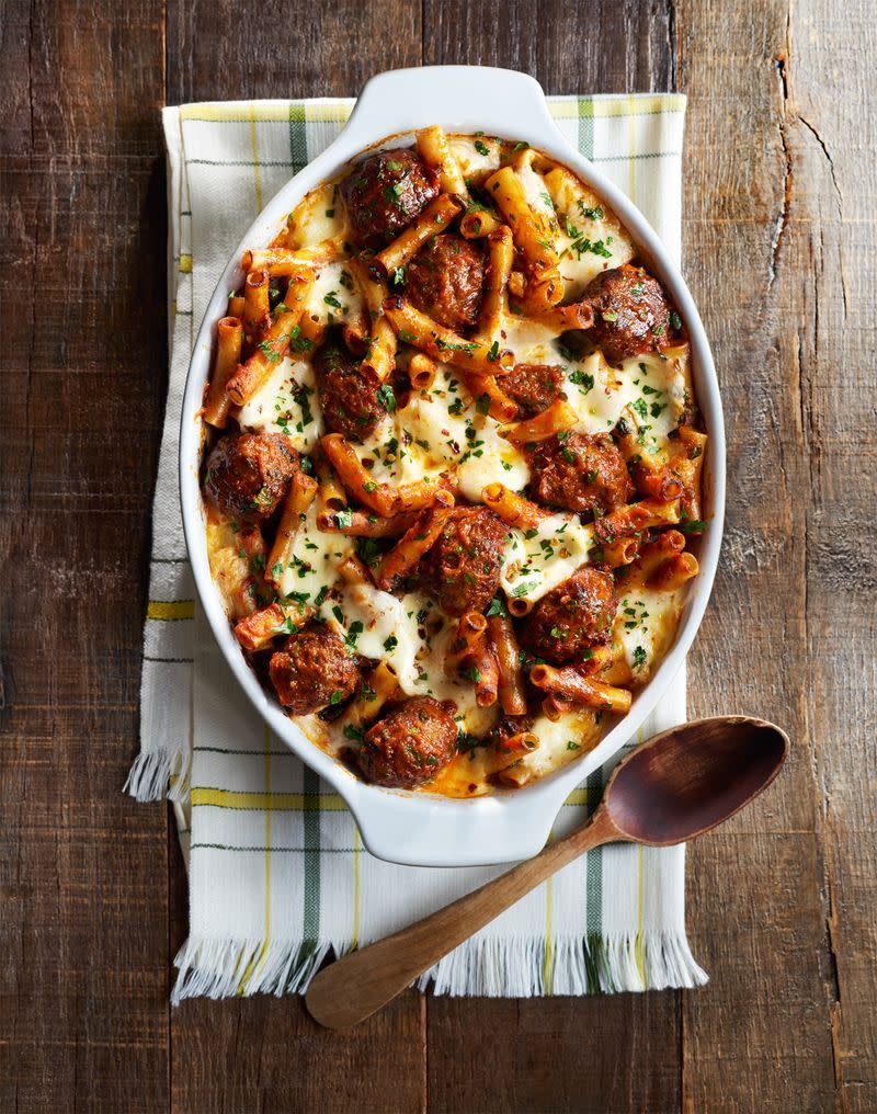 ground beef meatballandspinach baked ziti