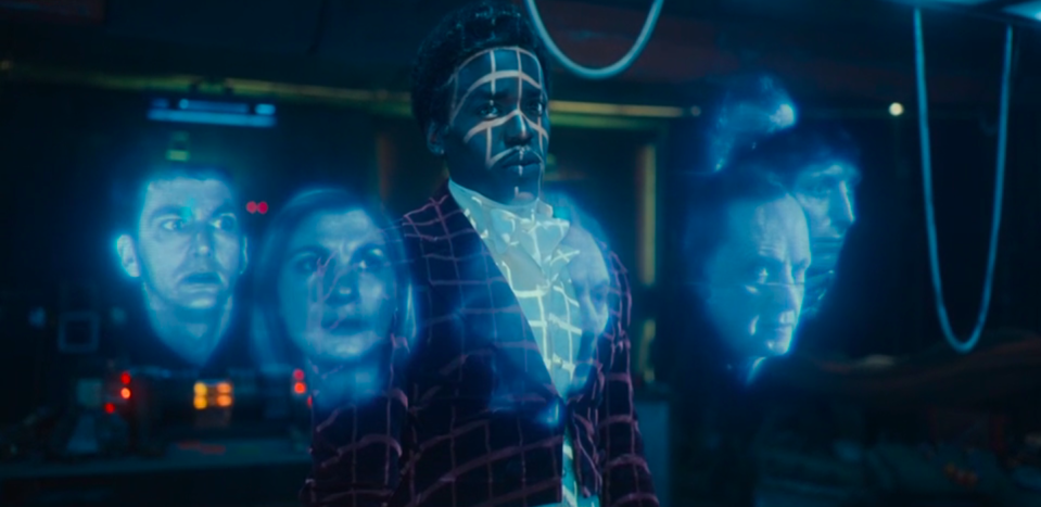 All previous 13 Time Lords briefly appeared as holograms. (BBC screenshot)