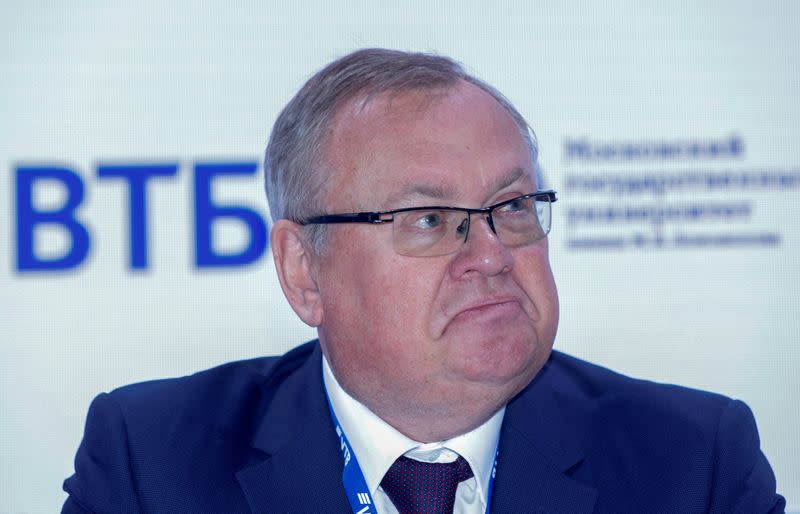 FILE PHOTO: CEO of VTB Bank Andrey Kostin attends a session of the St. Petersburg International Economic Forum