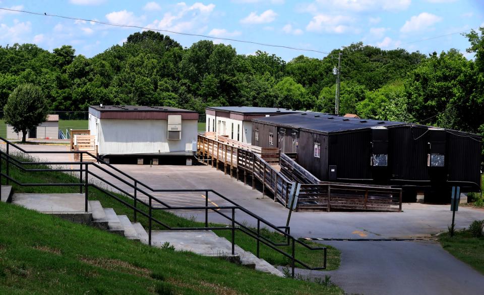 Portables near the soccer field at Smyrna High School on Tuesday, May 31, 2022.