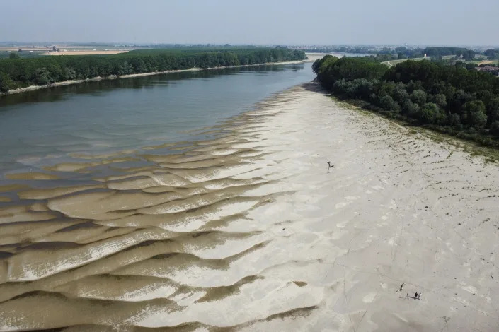 Po's dry riverbed;  parts of Italy's longest river and largest reservoir of freshwater have dried up due to the worst drought in the last 70 years.