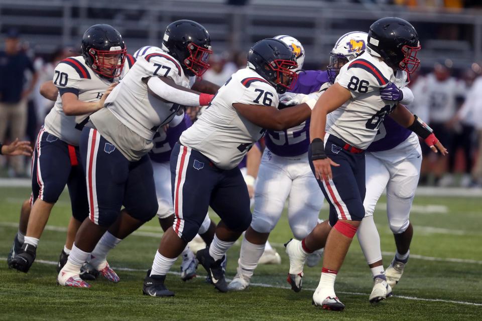 Hartley's Donovan Davis (76) was second-team all-state in Division IV last season.