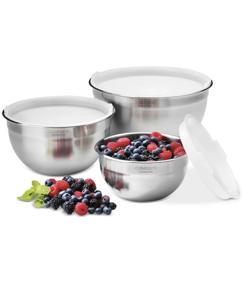 Cuisinart Stainless Steel Mixing Bowls with Lids, Set of 3