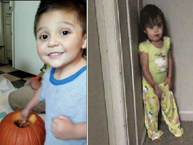 Police are seeking to locate Jesus Dominguez (left) and Yesenia Dominguez to confirm their safety after finding a child's body encased in concrete in a storage unit on Jan. 10. The children haven't been seen since 2018 and would now be about 10 and 9 years old.