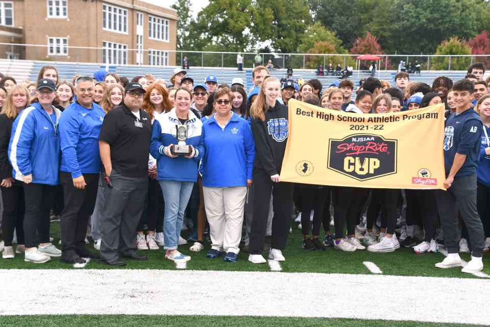 Westfield High School received the group four ShopRite Cup for the 2021-2022 school year at a ceremony held on Saturday, Oct. 1, at Gary Kehler Stadium.