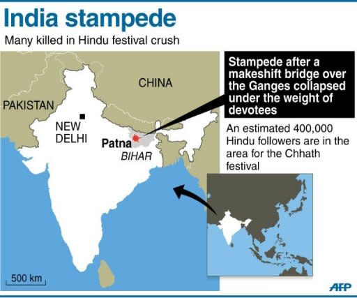 Graphic showing Patna in India where at least 18 people were killed and more than a dozen injured at a stampede on Monday