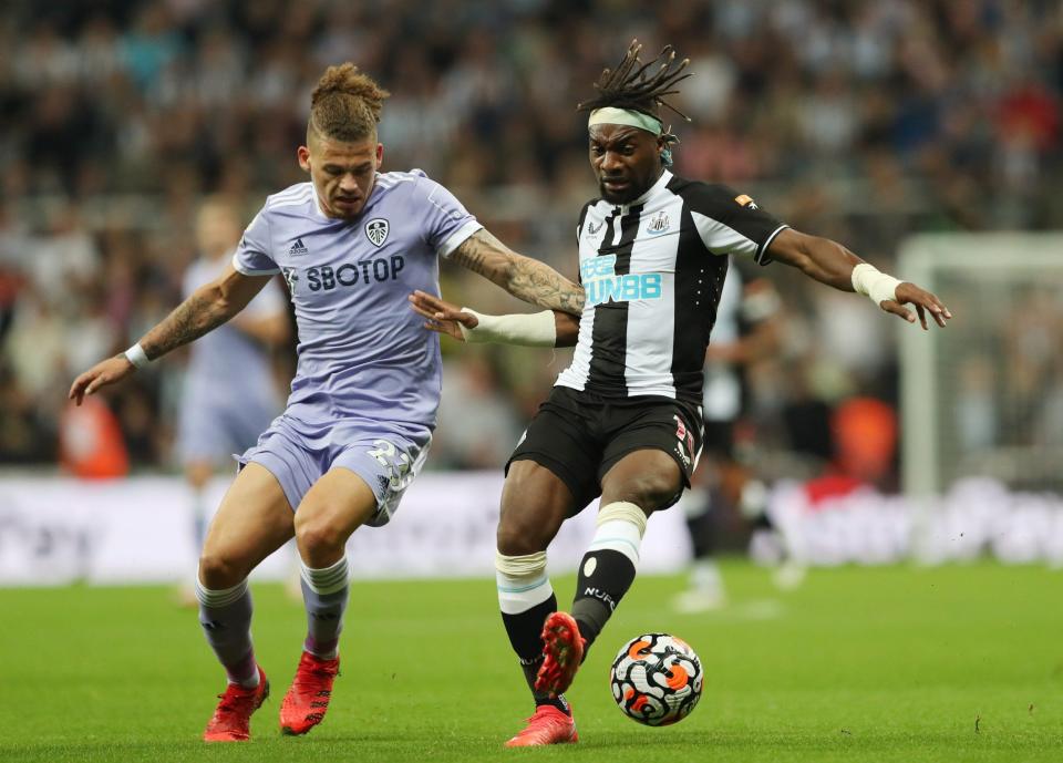 Leeds United's Kalvin Phillips in action with Newcastle United's Allan Saint-Maximin - REUTERS/Scott Heppell