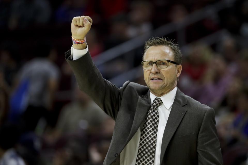 Scott Brooks puts his fist in the air in a land of hypocrisy. (AP)