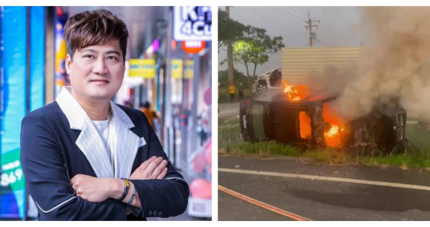 台語歌手楊哲在今（11）日下午發生車禍。（圖／趙文彬攝、翻攝自記者爆料網）