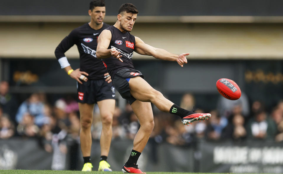 Nick Daicos, pictured here at a Collingwood training session.