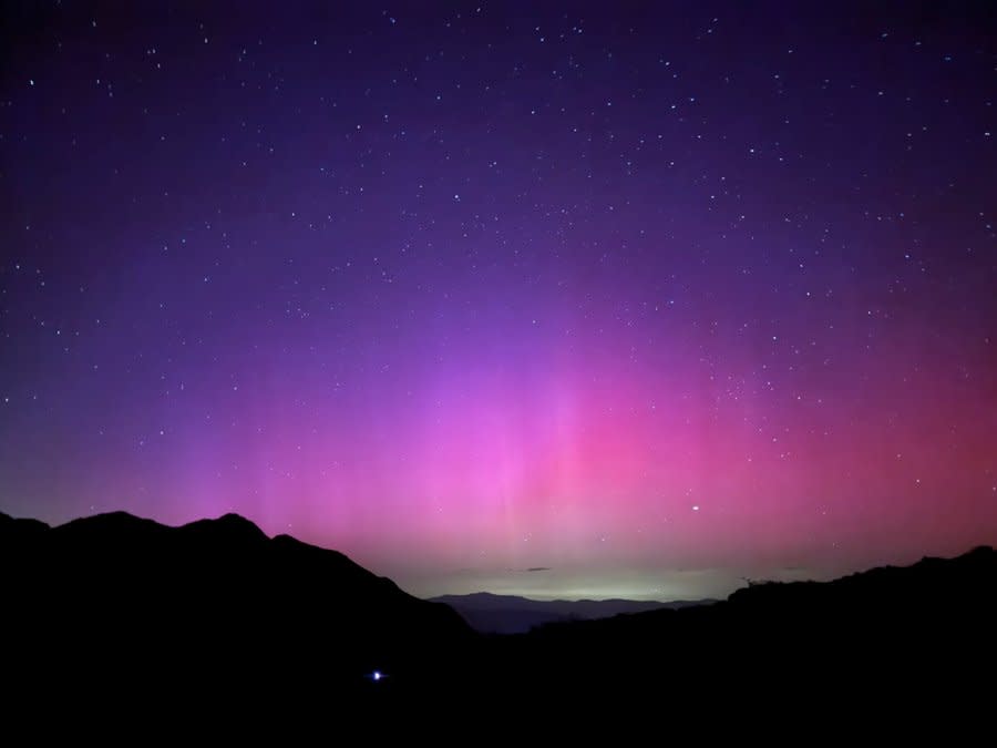 View of the northern lights from Mount Laguna in San Diego County on May 10, 2024. (Courtesy of Justin Buchinsky)