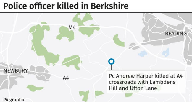 A map showing where Pc Harper was killed while attending a suspected burglary on Thursday. (PA)