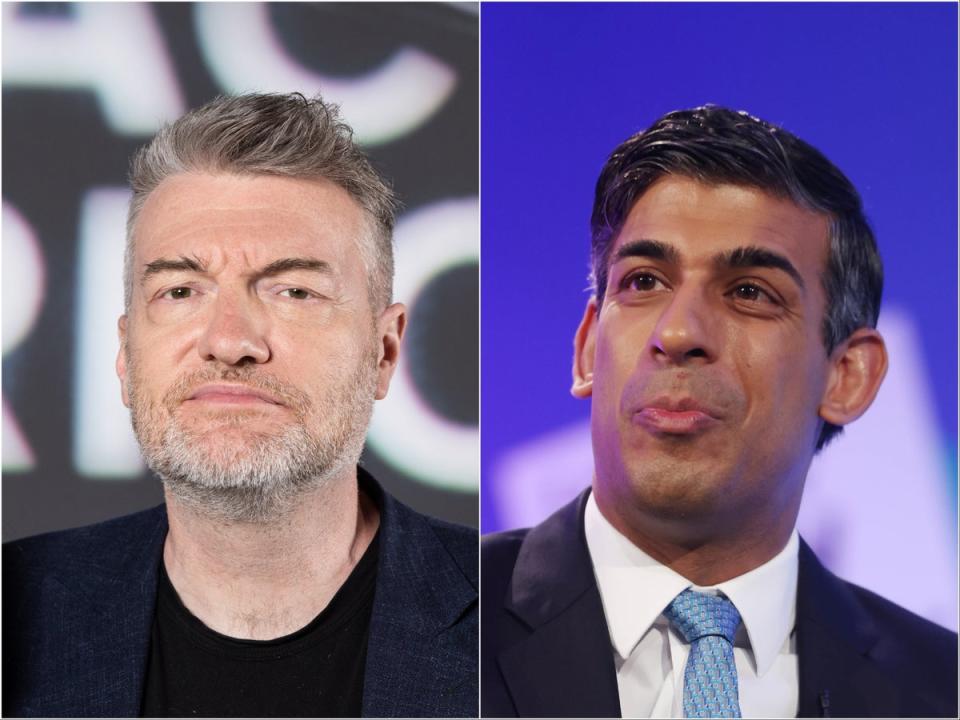 Charlie Brooker (left) and Rishi Sunak (Getty Images)