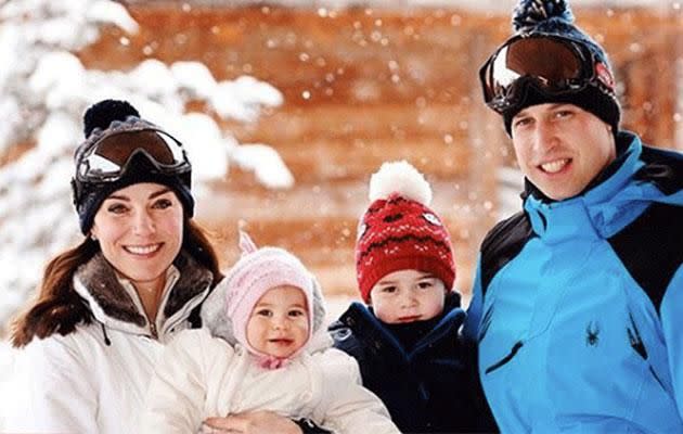 The Duke and Duchess with George and Charlotte in France, March 2016. Photo: Getty Images