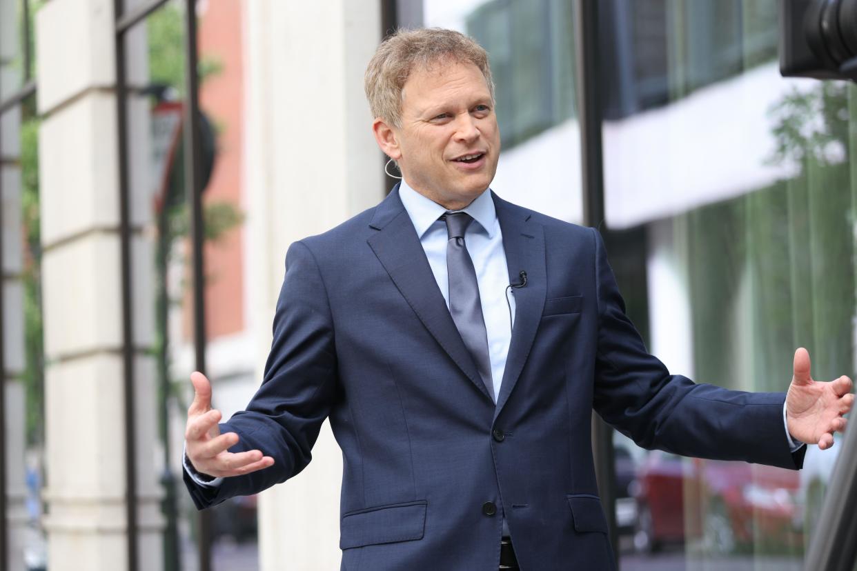 Secretary of State for Energy Security and Net Zero, Grant Shapps speaks to the media outside BBC Broadcasting House in London, after appearing on the BBC One current affairs programme, Sunday with Laura Kuenssberg. Picture date: Sunday May 14, 2023. See PA story POLITICS Tories.