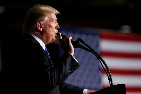 U.S. President Donald Trump announces his strategy for the war in Afghanistan during an address from Fort Myer, Virginia, U.S., August 21, 2017. REUTERS/Joshua Roberts