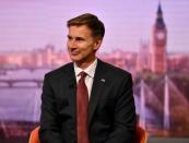 Britain's prime ministerial candidate Jeremy Hunt appears on BBC TV's The Andrew Marr Show in London