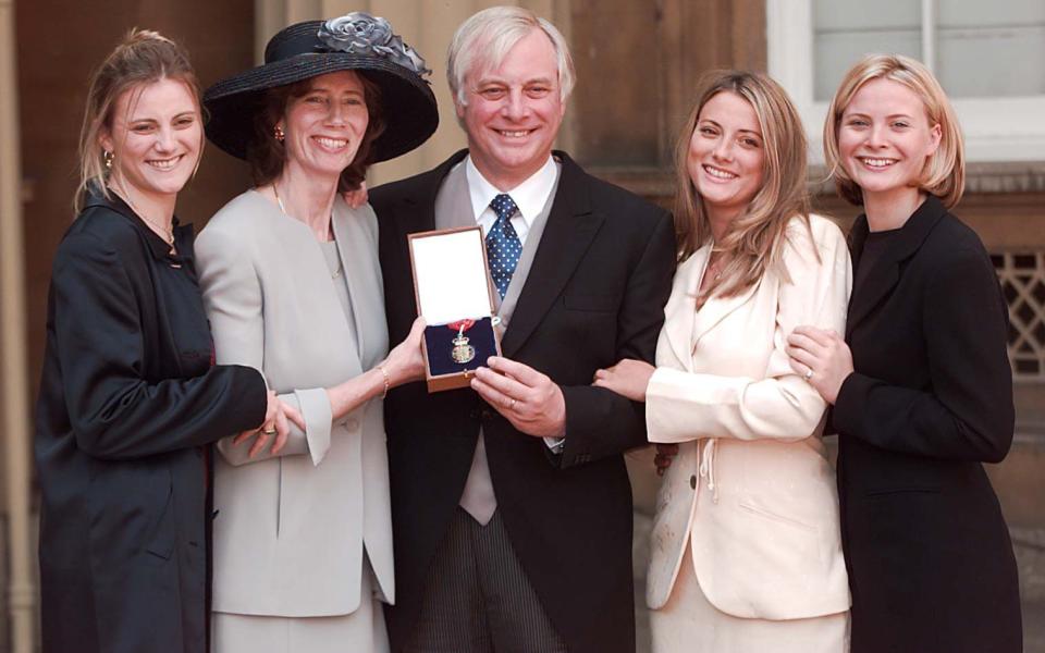 Lord Patten with his wife, Lavender, and daughters Kate, Laura and Alice, at Buckingham Palace with his Companion of Honour special award in 1998 - Credit:  Ian Jones Retained