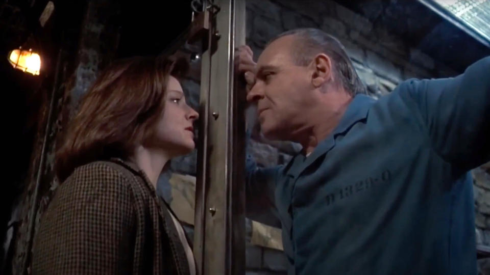  Jodie Foster as Clarice and Anthony Hopkins as Hannibal Lector in The Silence of the Lambs. 