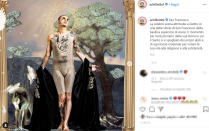 Sul palco dell'Ariston Achille Lauro ha voluto riproporre la celebre scena in cui San Francesco si spoglia dei propri abiti e di ogni bene materiale per votare la sua vita alla religione e alla solidarietà. L'episodio fu rappresentato da Giotto in un ciclo di affreschi dedicato a Francesco nella Basilica Superiore di Assisi. (Instagram)