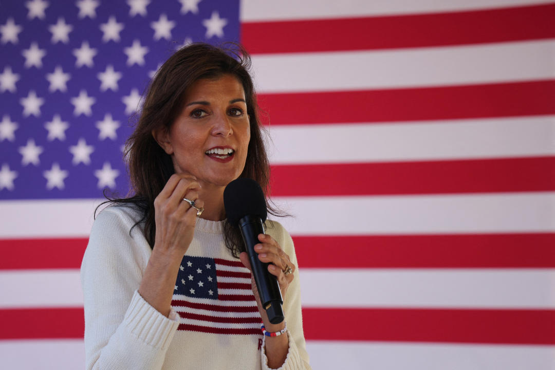 Nikki Haley speaks during a campaign stop