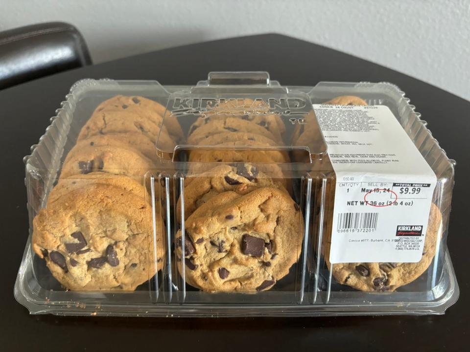 Kirkland Bakery chocolate-chunk cookies in plastic package from Costco 