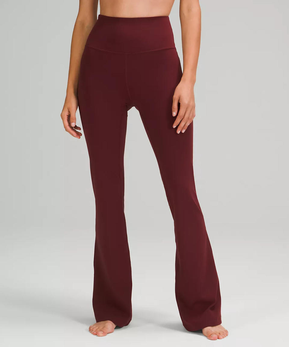 Groove Super-High-Rise Flared Pant in Red Merlot. Image via Lululemon.