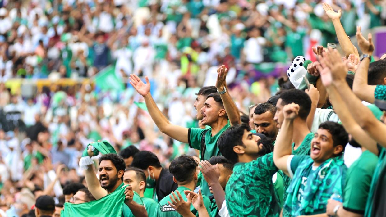  Saudi Arabia fans at the 2022 World Cup in Qatar. 