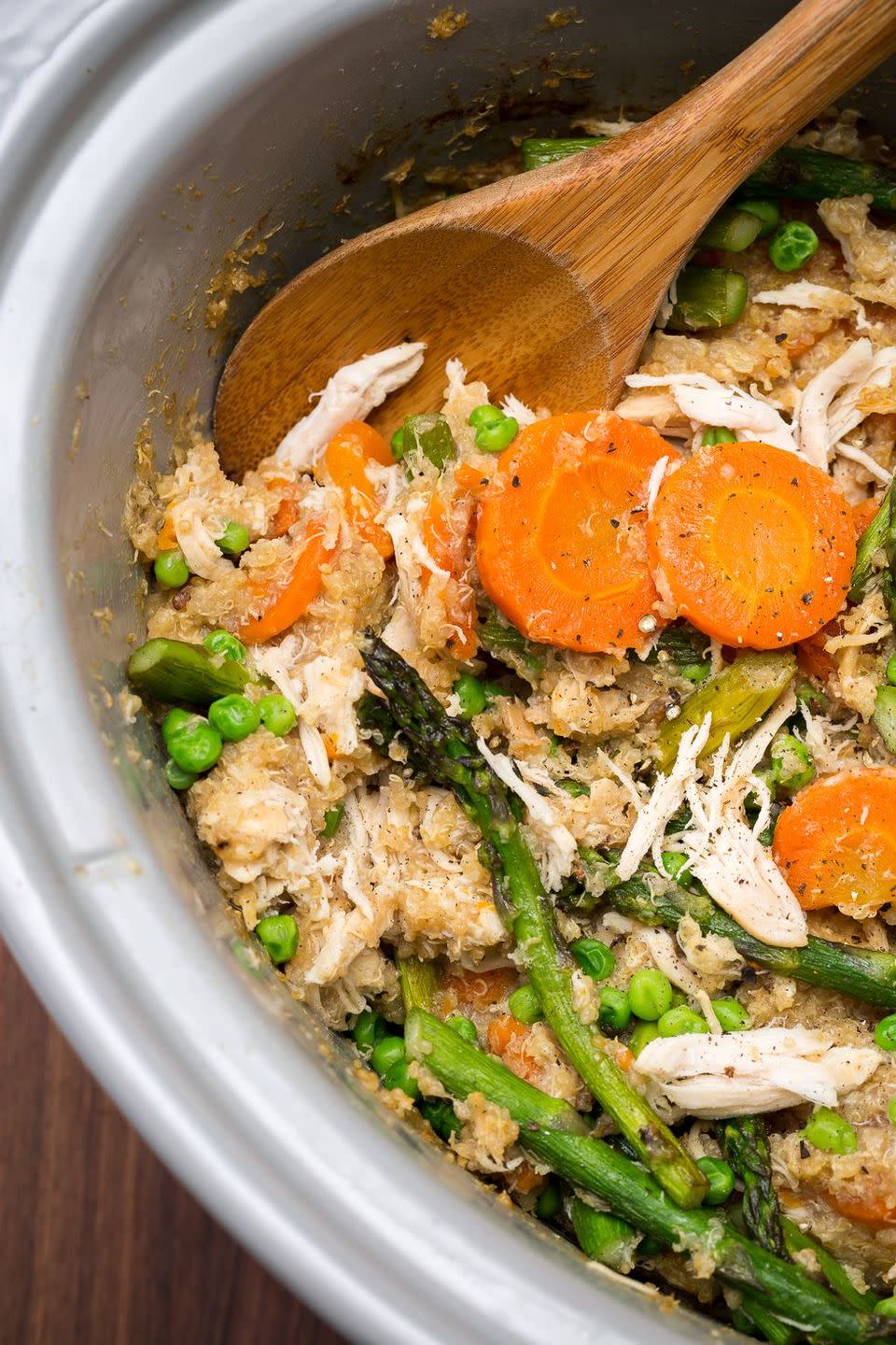 Slow-Cooker Quinoa Risotto with Carrots and Asparagus