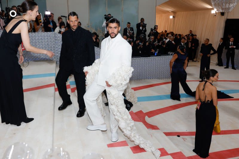 Bad Bunny attends the Costume Institute Benefit at the Metropolitan Museum of Art in May. File Photo by John Angelillo/UPI