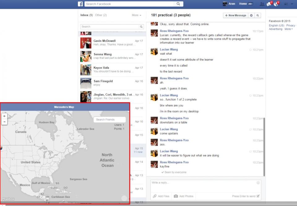 Facebook Messenger Marauders Map