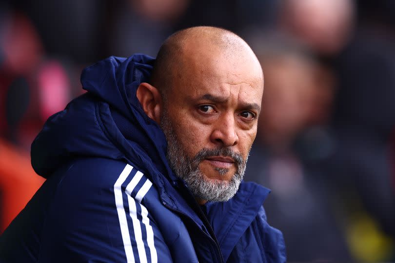 Nuno Espirito Santo, Manager of Nottingham Forest, looks on