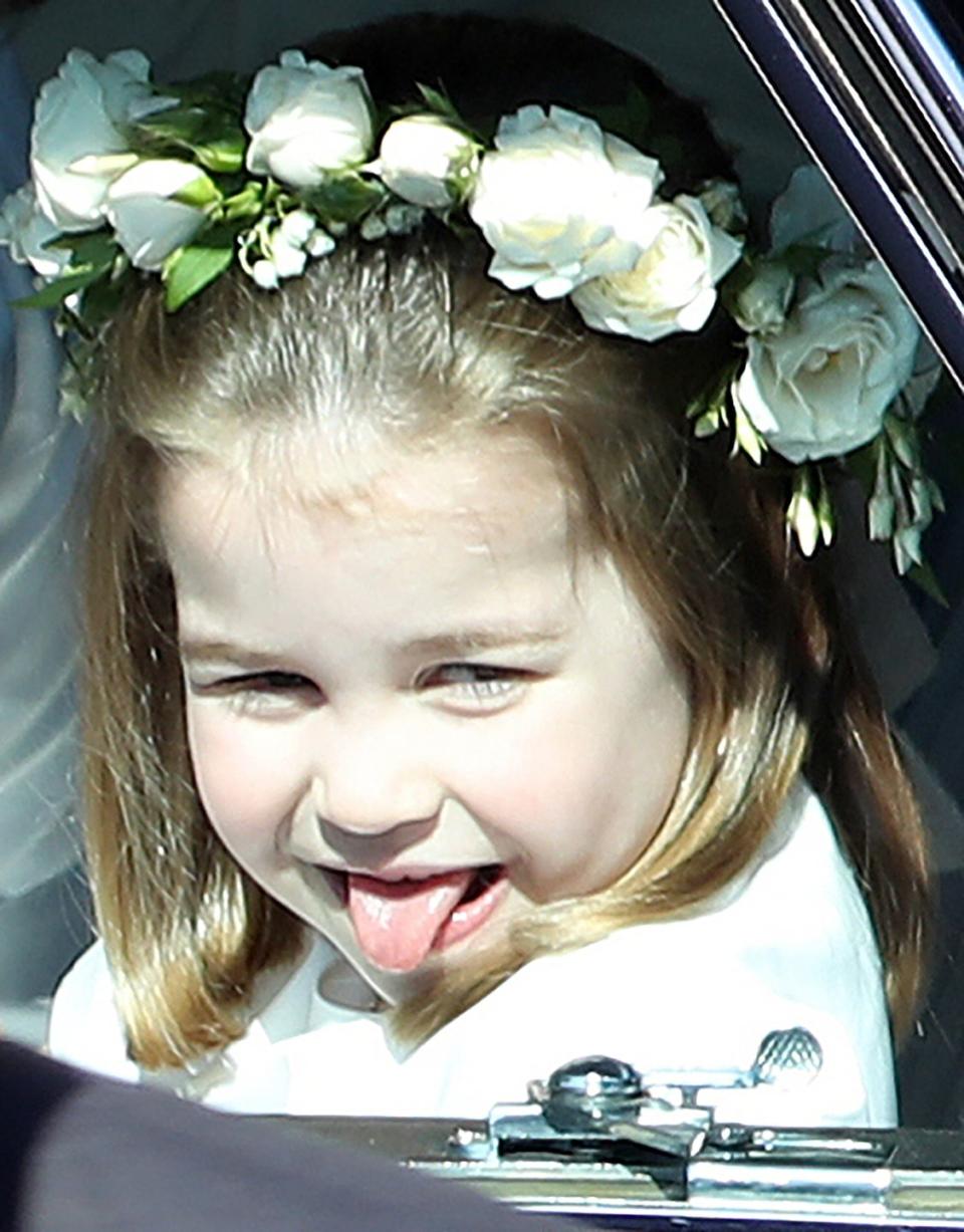 Princess Charlotte stuck her tongue out at Harry's wedding.