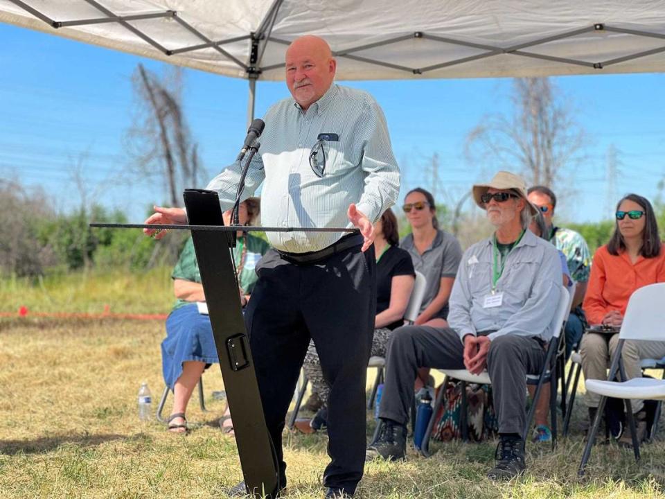 Sacramento State President Robert Nelsen was a guest speaker at the Bushy Lake celebration Saturday, April 29, 2023. Nelsen said the project changes student’s lives.