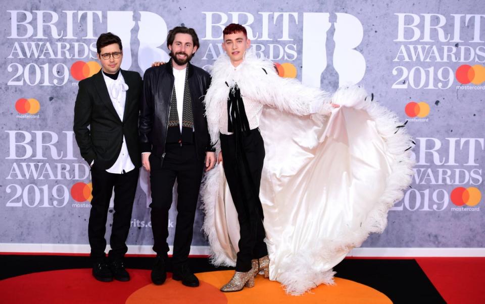 Years & Years (Turkmen, Goldsworthy and Alexander) at the Brit Awards in 2019 (PA)