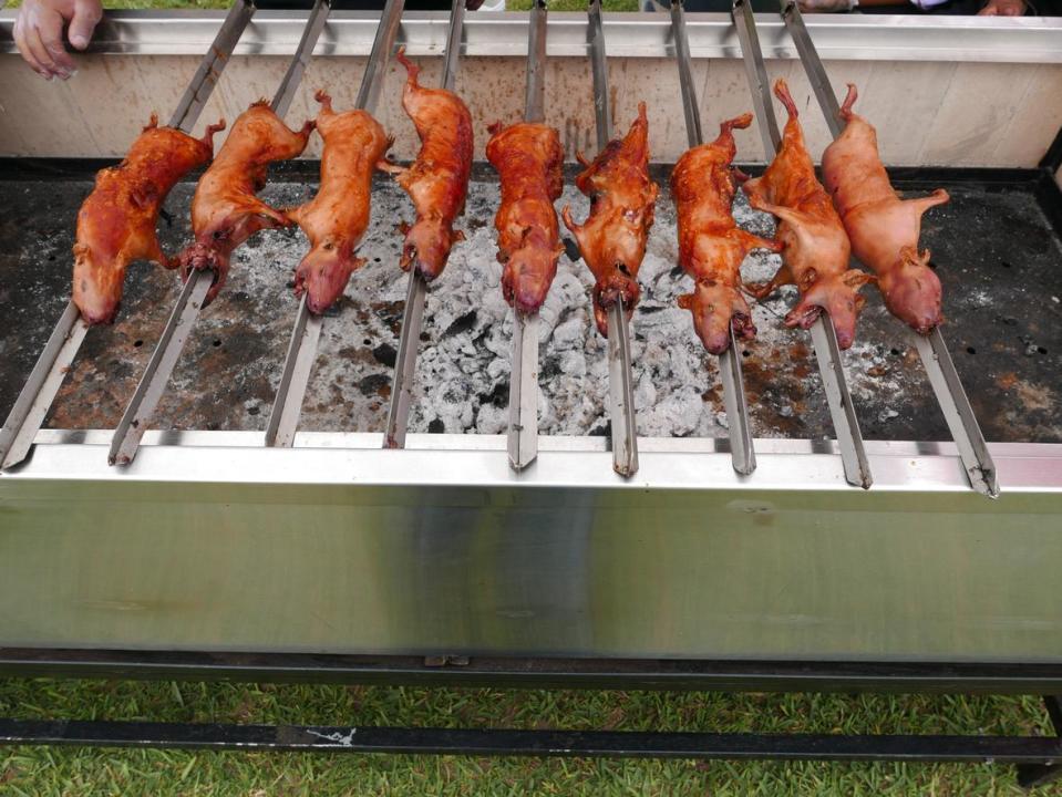 Whole guinea pigs roasting in Lima, Peru (Getty Images/iStockphoto)