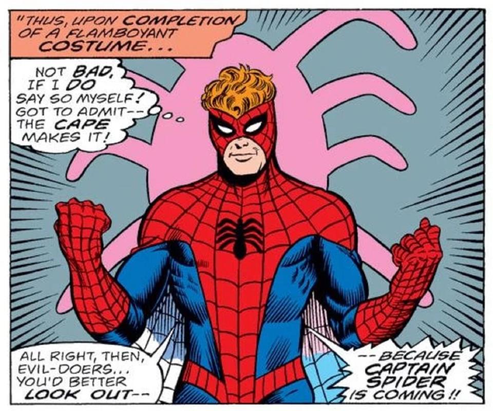 Flash Thompson as Captain Spider in '70s Marvel Comics.