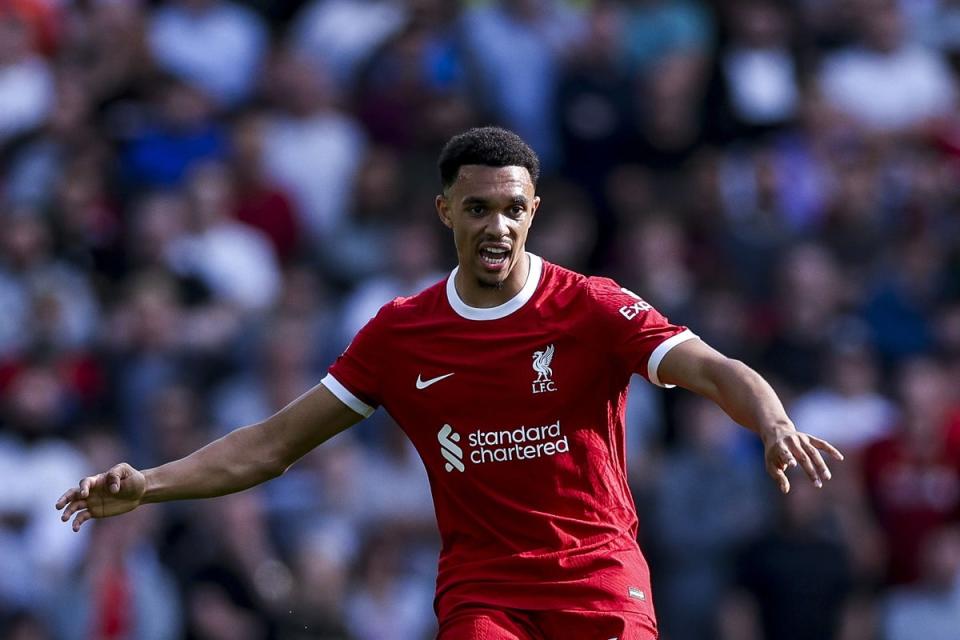 Liverpool’s Trent Alexander-Arnold will be tested by Manchester City’s Jeremy Doku  (PA Wire)