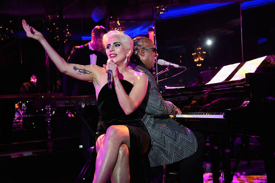 Lady Gaga celebrates Tony Bennett’s 90th birthday. Photo by Kevin Mazur/Getty Images for RPM