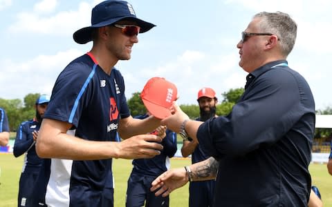 Olly Stone receives his England cap - Credit: Getty images