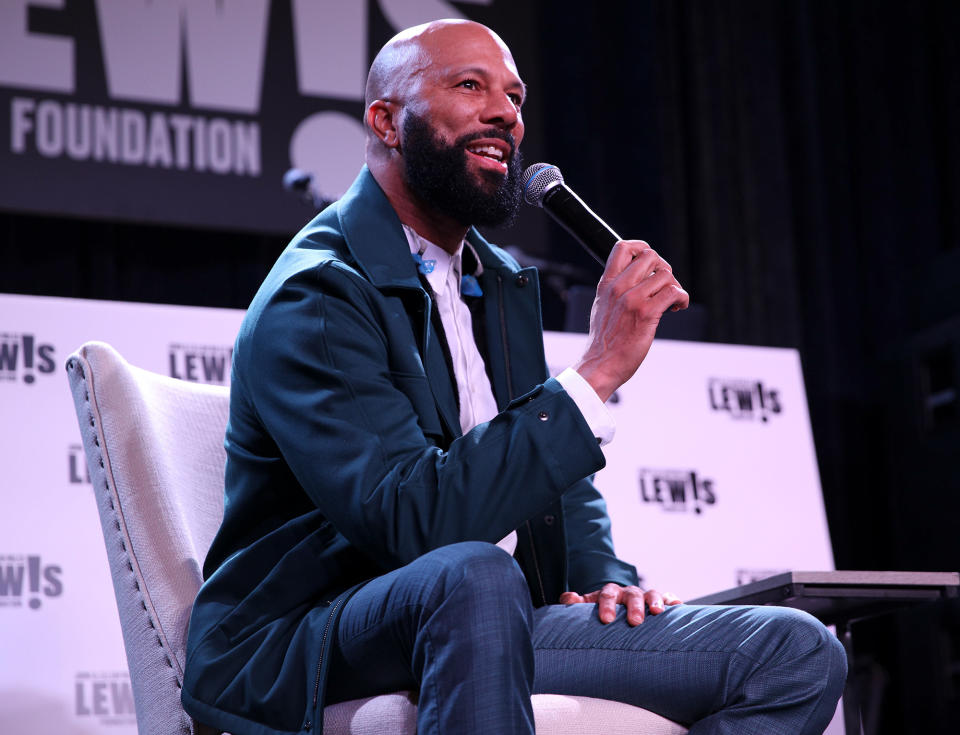 <p>Common speaks onstage as a Good Trouble Talk participant during the 2022 John and Lillian Miles Lewis Foundation Inaugural Gala at the Hamilton Hotel in Washington, D.C., on May 17.</p>