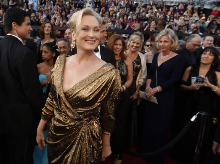 Meryl Streep in Lanvin at the Oscars in 2012. (Photo: AP)