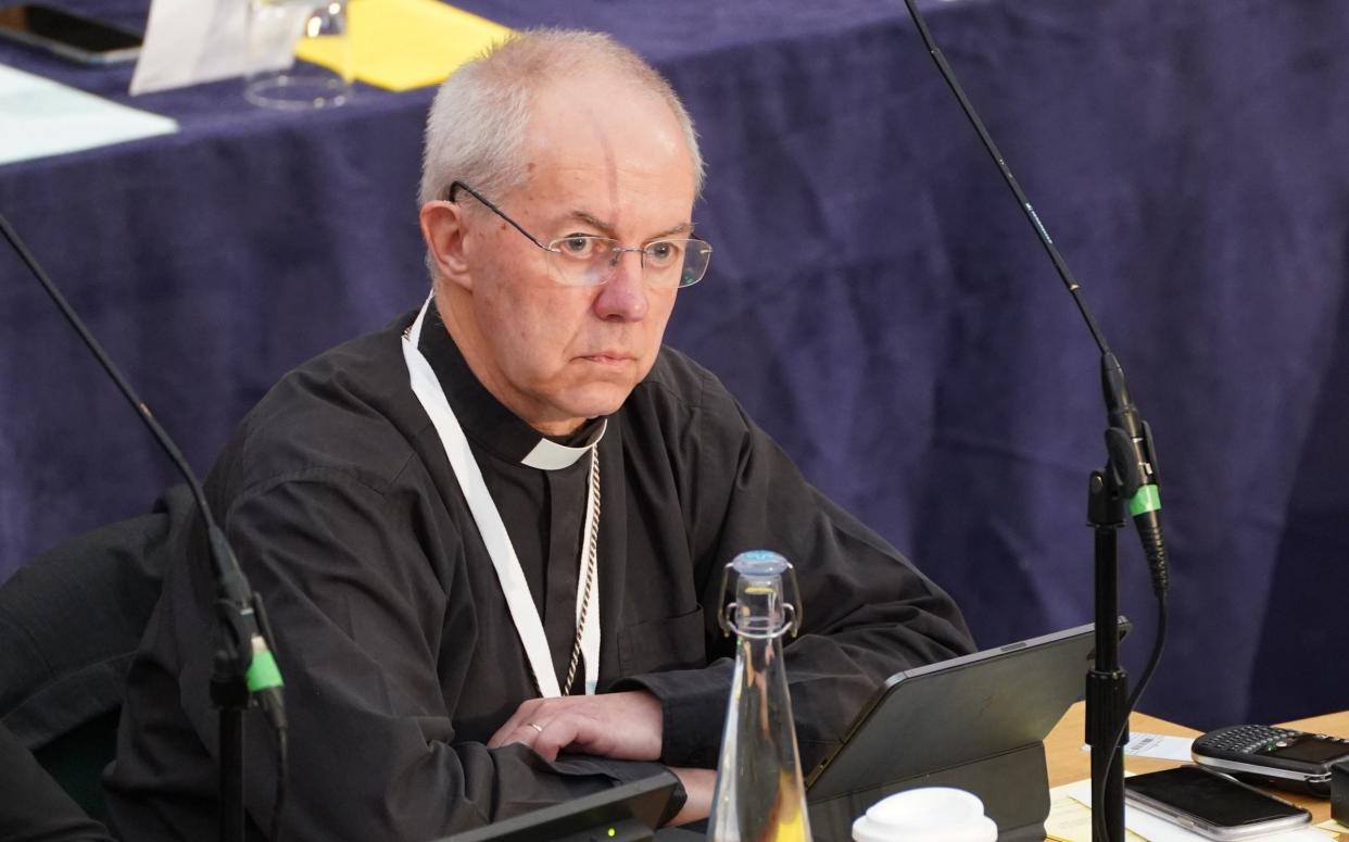 The Archbishop of Canterbury, Justin Welby, during a Synod at the General Synod of the Church of England - James Manning