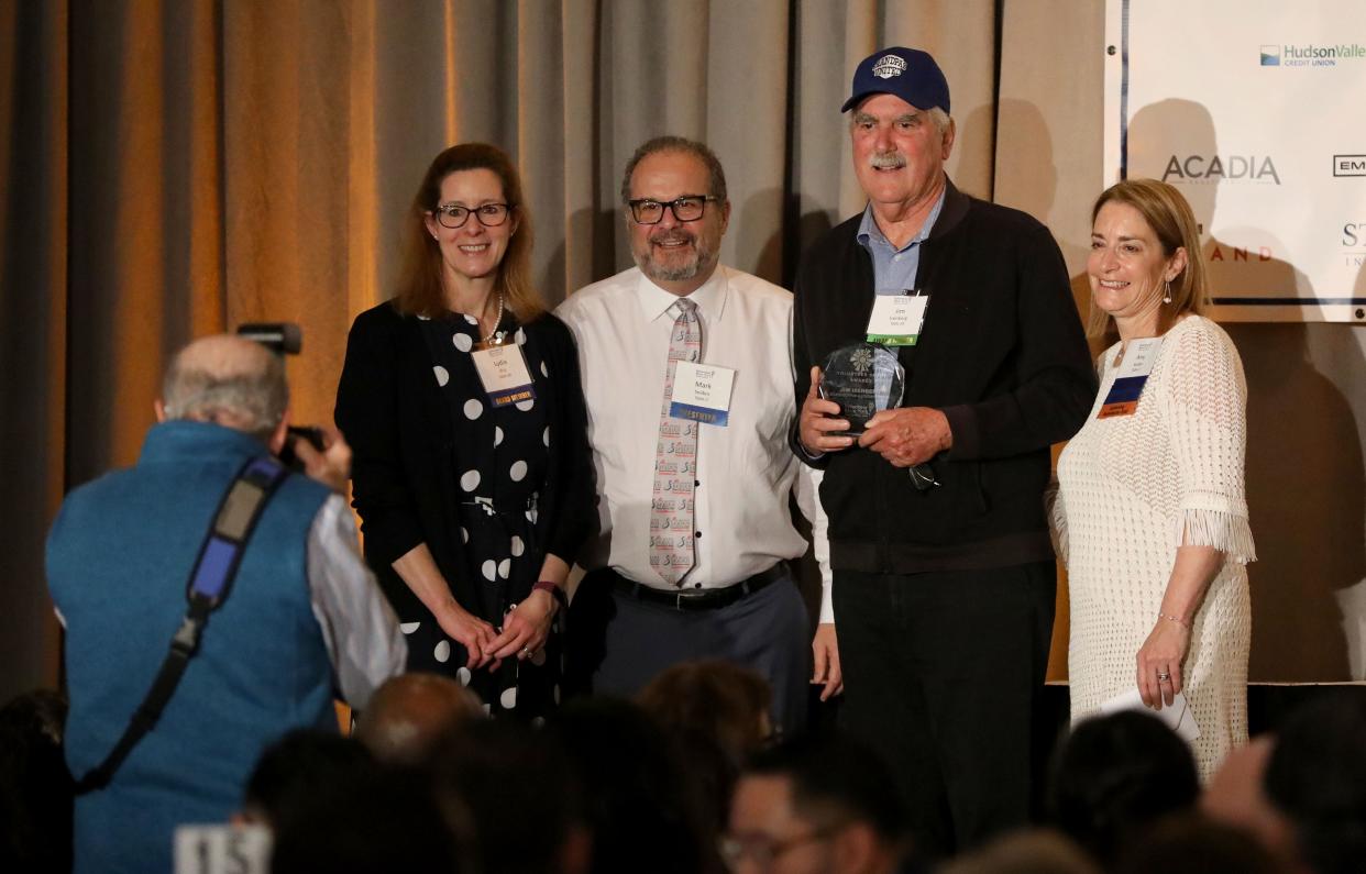 Jim Isenberg with Grandpas United, second from right, was presented with the Education & Literacy Award as Volunteer New York! held their 44th Annual Volunteer Spirit Awards, presented by Regeneron, at the Westchester Marriott in Tarrytown, April 12, 2024. The award was presented by the Seiden Family.